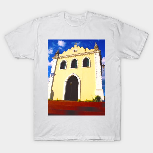 Yellow Church Chapel with lamps on the facade T-Shirt by Marccelus